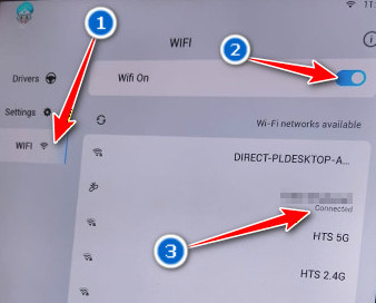 Internet connection screen in Driver Settings