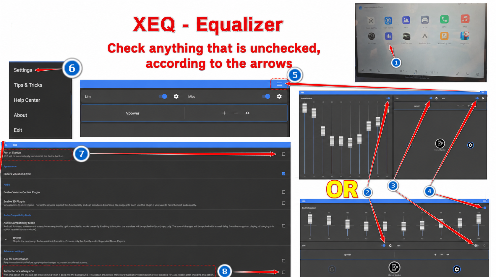 XEQ setup screen